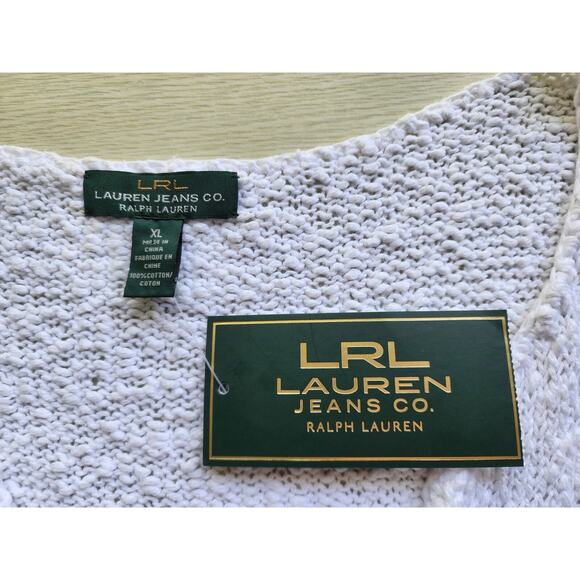 TOP/KNIT-RALPH LAUREN-LAUREN JEAN CO.-White-V-Tie Neck-Long Sleeves-Size XL-NWT - Picture 6 of 13